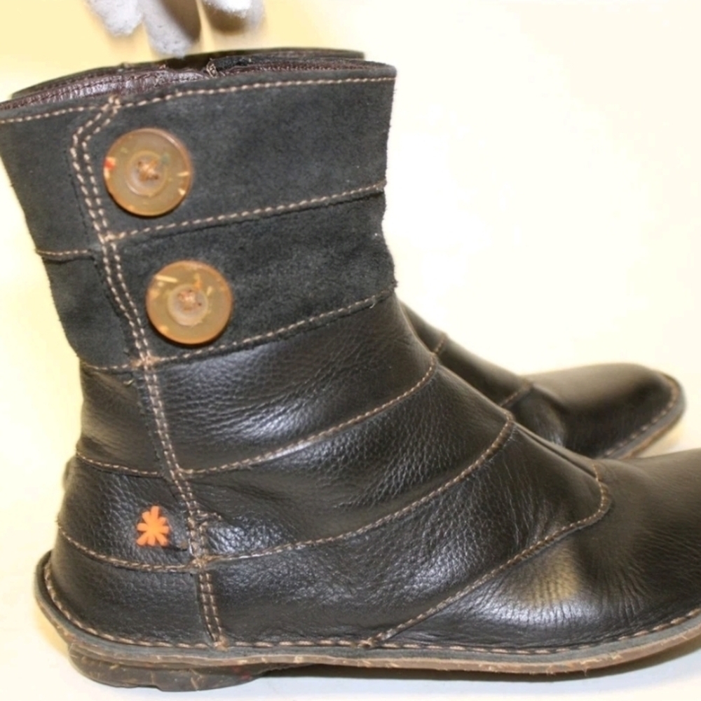 The Art Company Black Leather Ankle Boots Made In Spain Sz 38 - Picture 5 of 7